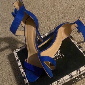 Elegant Blue Stiletto Heels with Ankle Strap